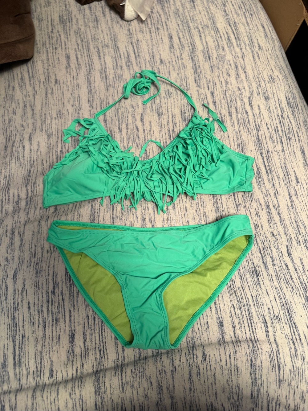 Fringed Bikini Set in Bright Teal